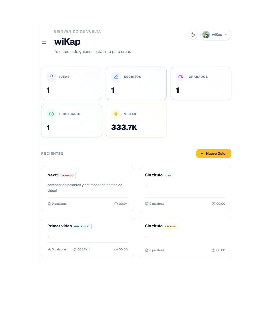 Wikap Studio Dashboard
